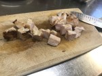 rested chicken breast cut into bite size pieces.