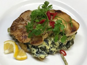 Plated up frittata slice